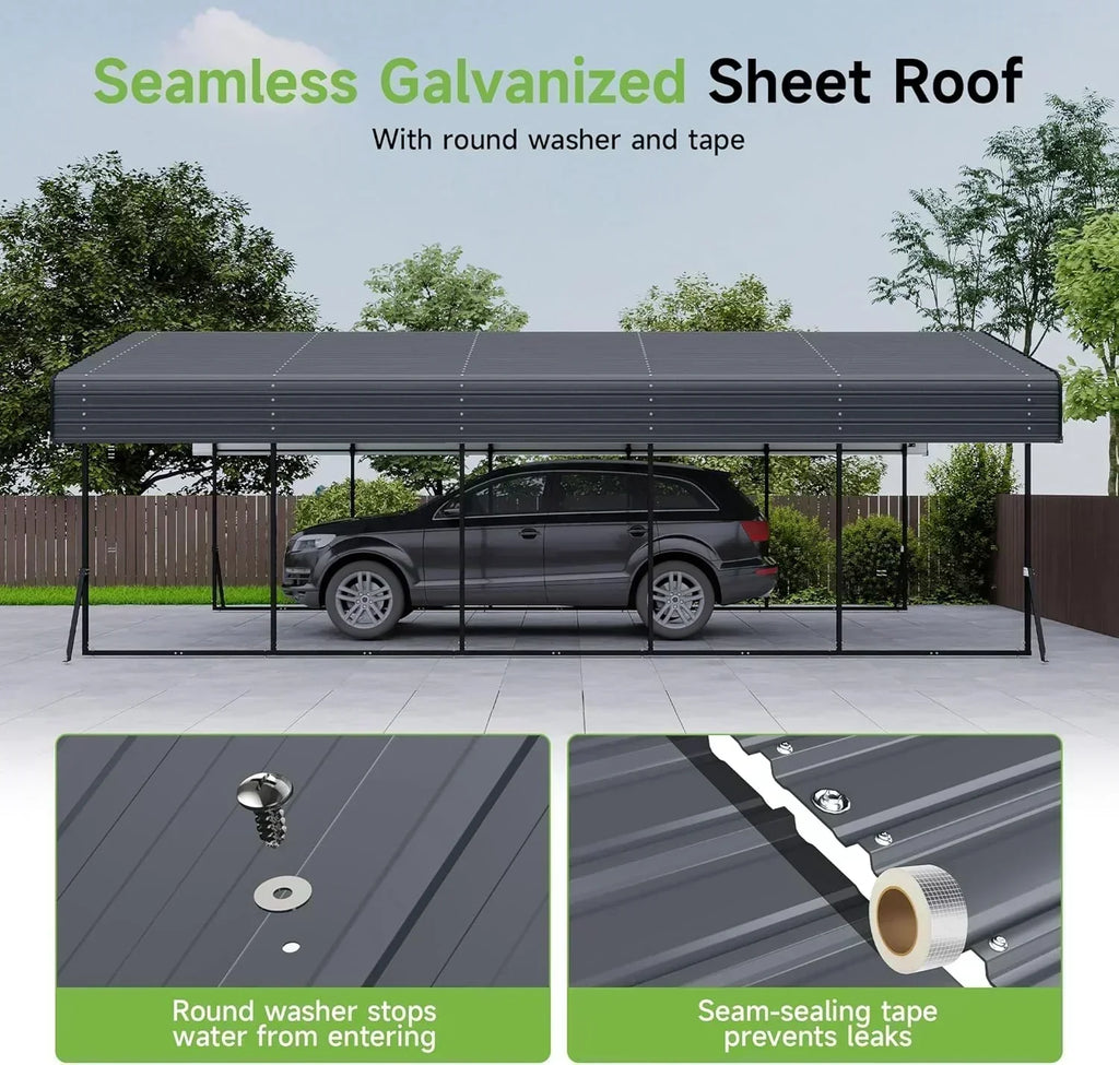 10'x15' Heavy Duty Metal Carport Outdoor Garage Car Shelter Shade with Heavier Frame