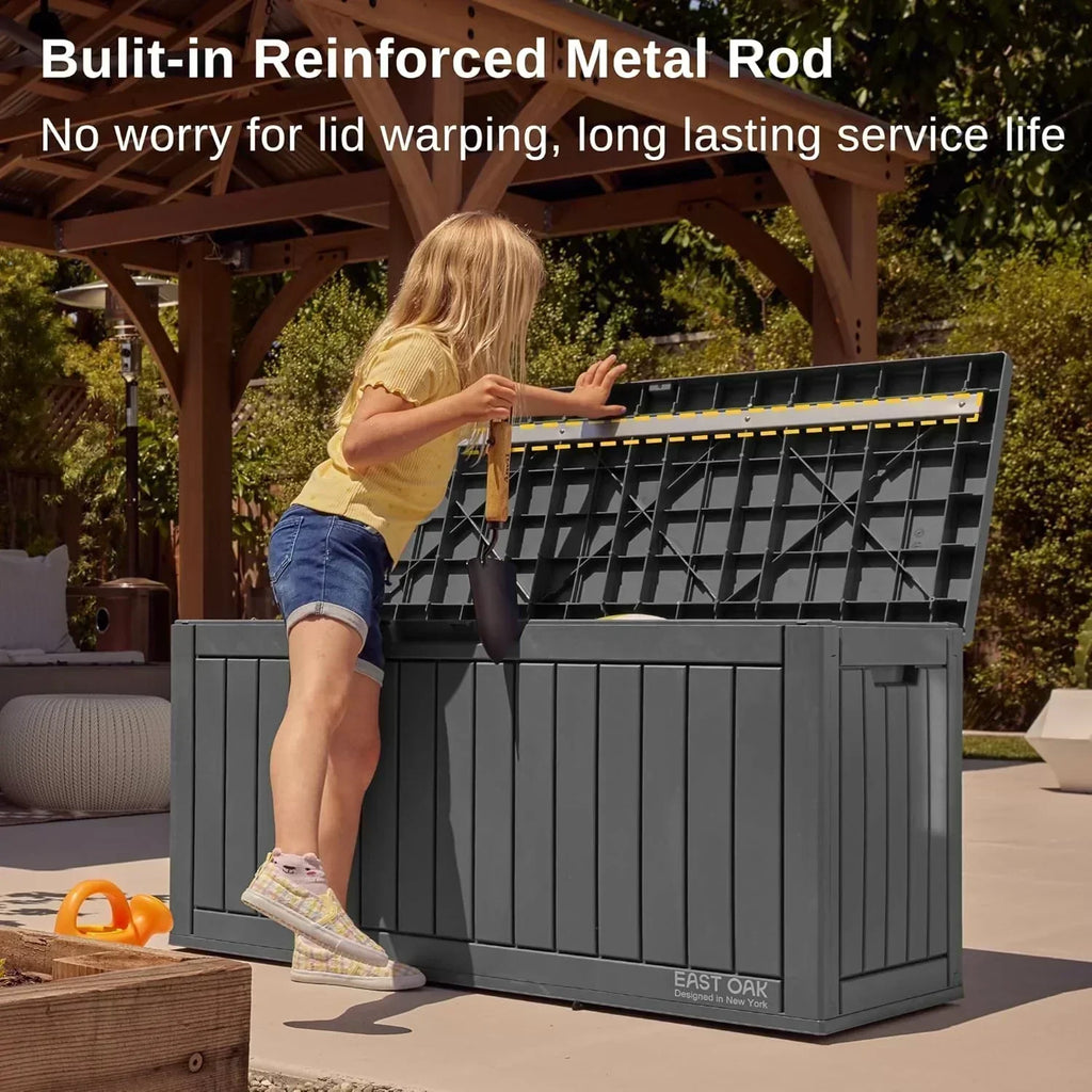 EAST OAK Outdoor Storage Box 60 Gallon Deck Box Indoor and Outdoor Use Waterproof Resin Storage