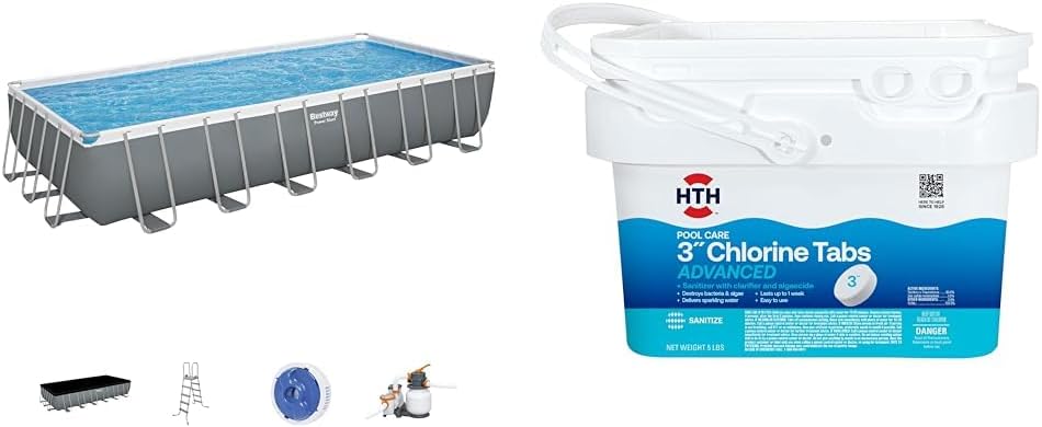Power Steel 14' x 8'2 x 39.5 Oval Above Ground Pool Set Includes 530gal Filter Pump Ladder