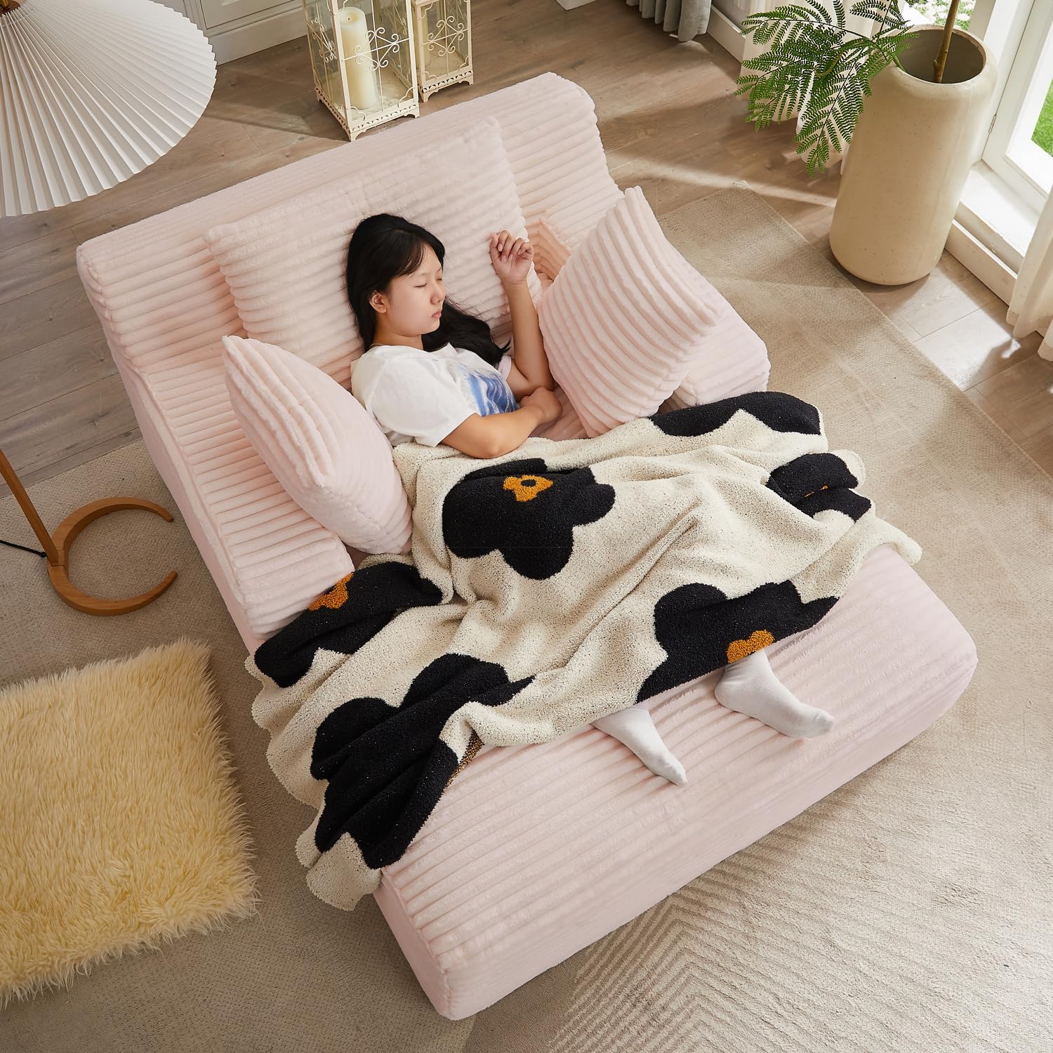50-inch indoor recliner oversized corduroy upholstered boneless sofa bed deep sleeper sofa