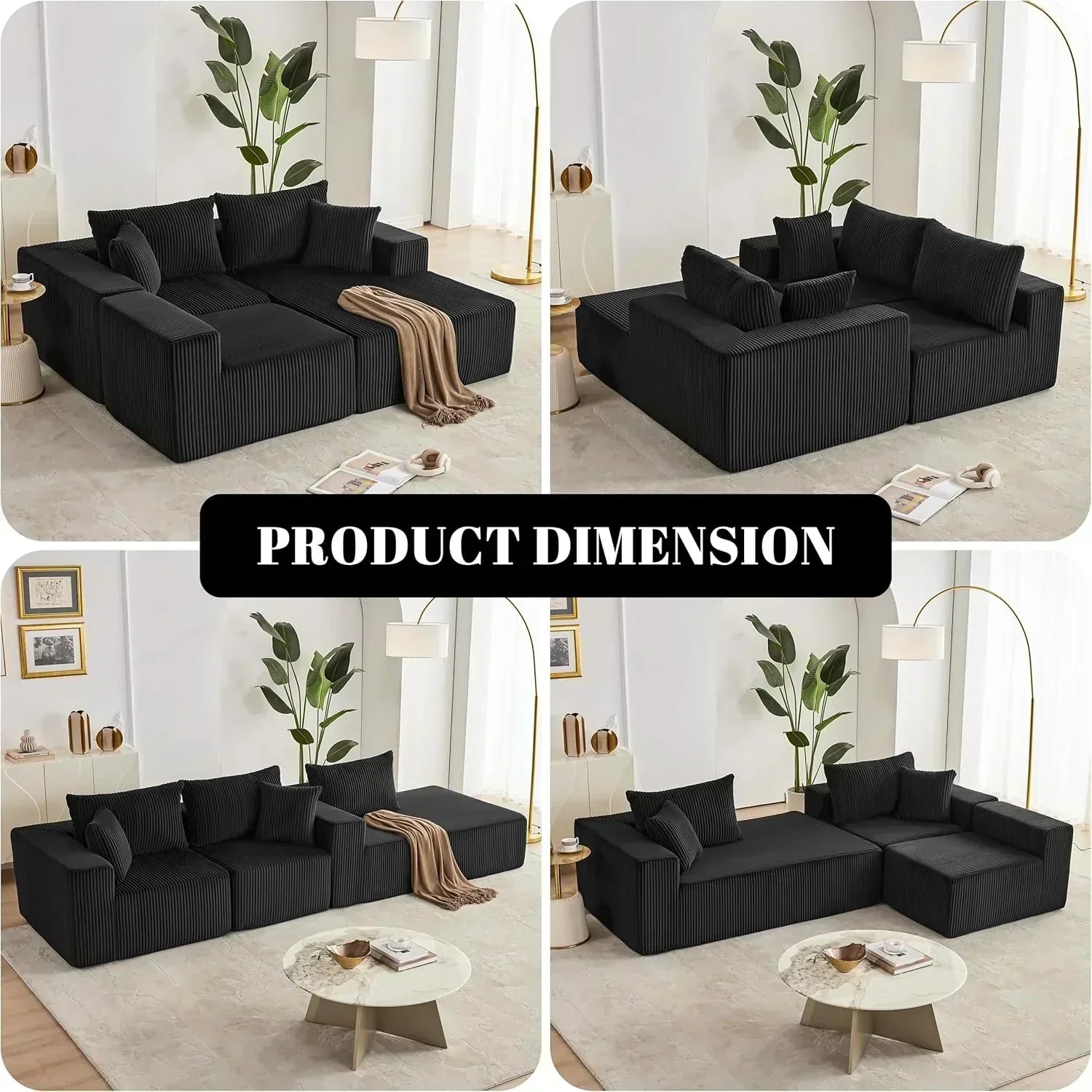 108-inch modular sofa cloud modular sofa with deep seat and reclining chair upholstered sofa