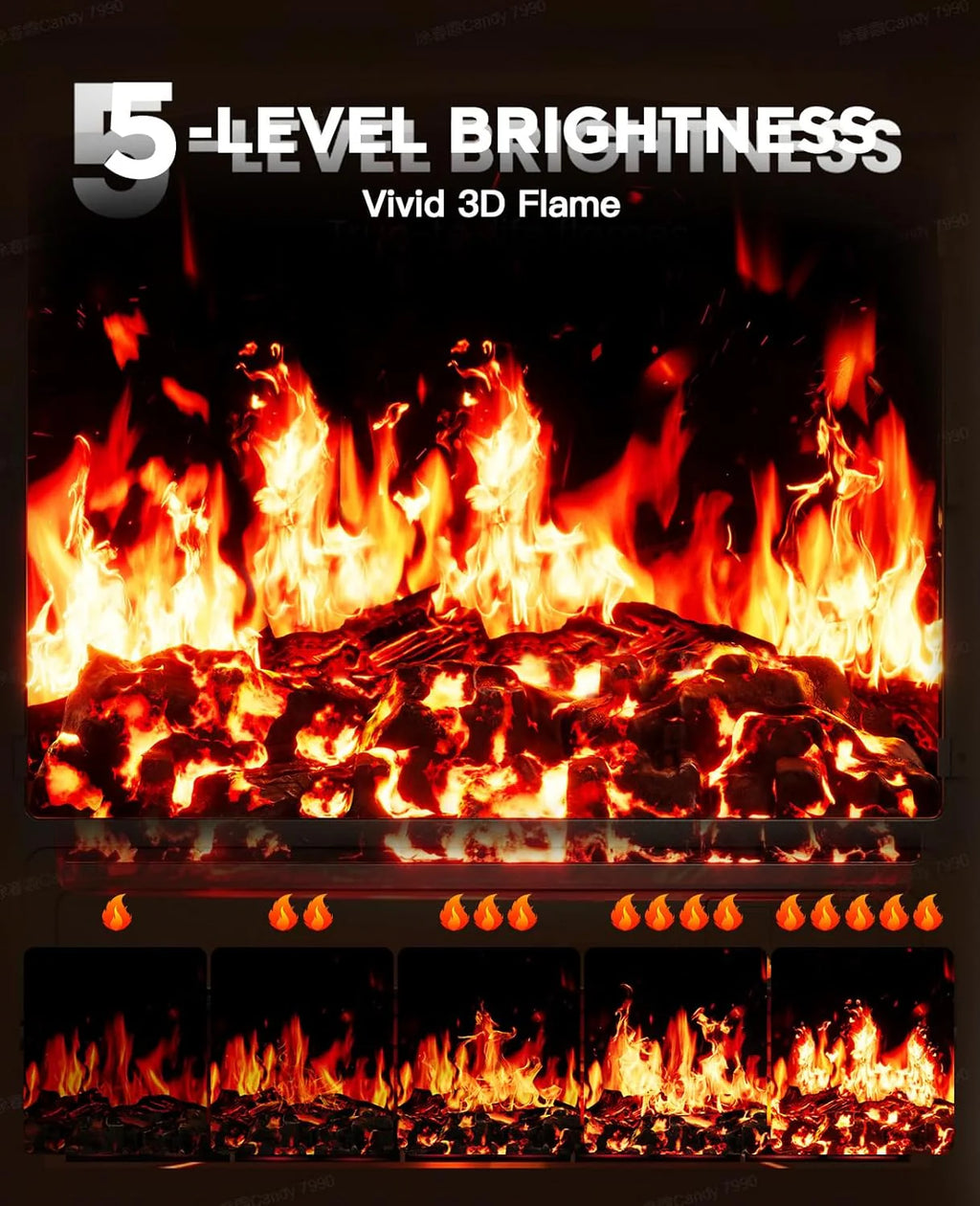 50 Smart Electric Fireplace 5300 BTU Heat Output, Ultra-Slim Wall-Mount or Built-In Electric Fireplace