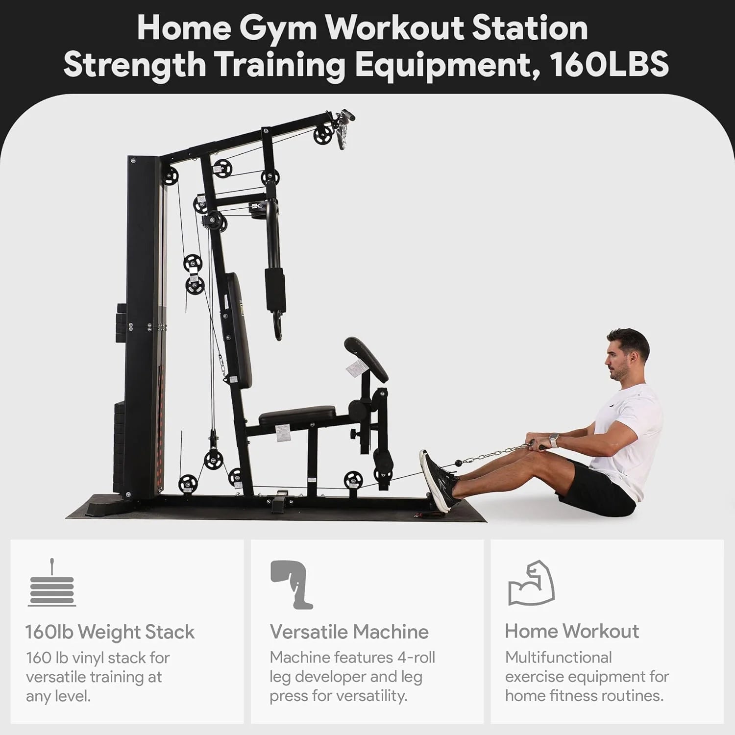 BalanceFrom Multifunctional Steel Frame Home Gym Machine with Floor Mat