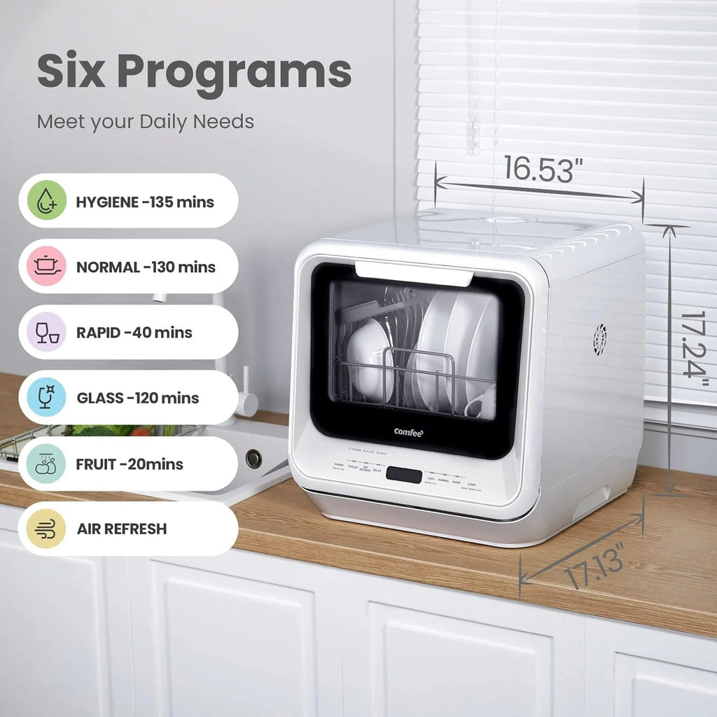 COMFEE' Portable Mini Dishwasher Countertop with 5L Built-in Water Tank for Apartments& RVs