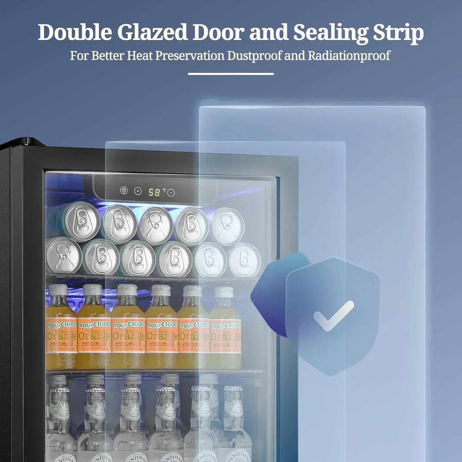 Antarctic Star Beverage Refrigerator Cooler 68 Can Mini Fridge with Glass Door for Beer Drinks Wine