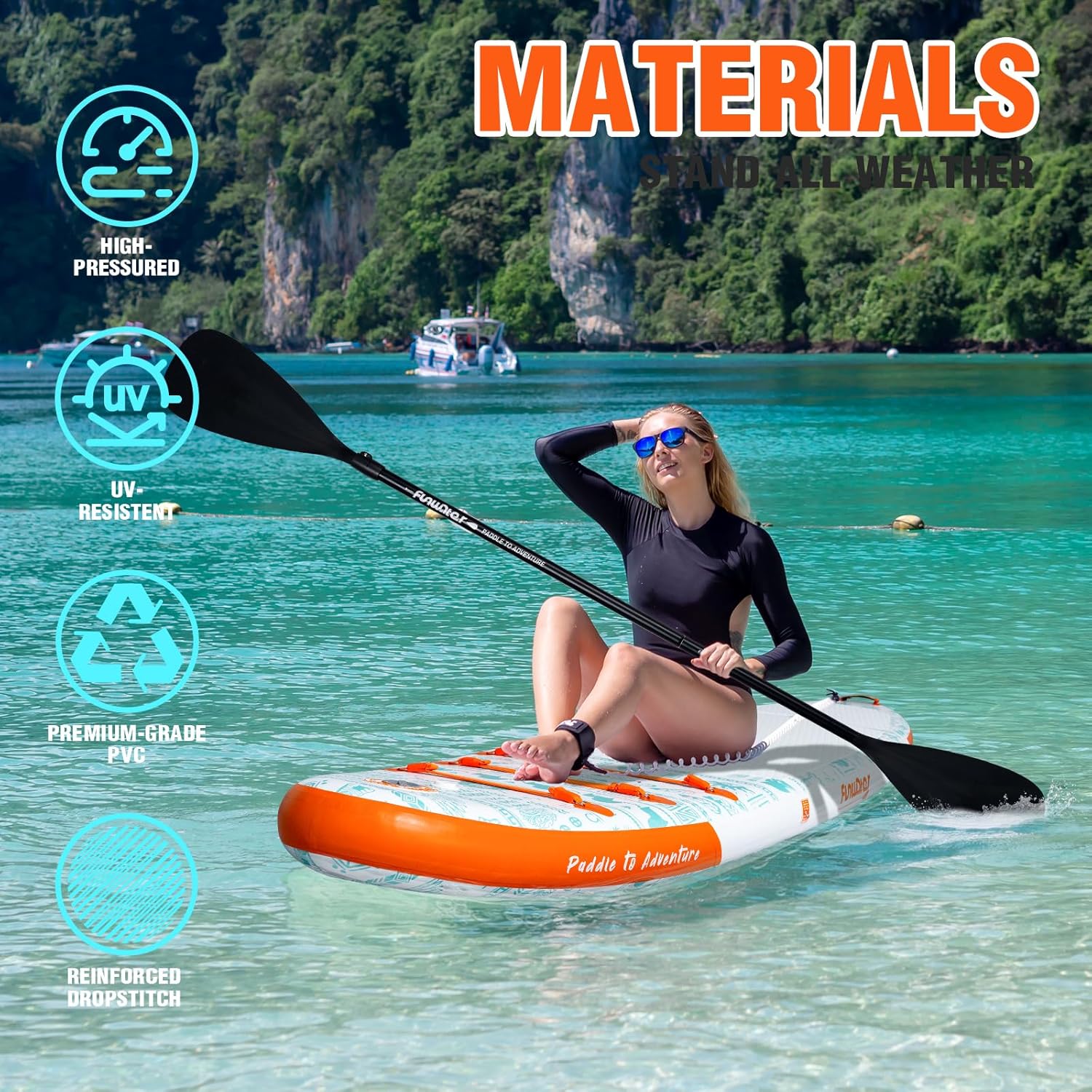FunWater Inflatable Stand Up Paddle Board Premium SUP Paddle Accessories EVA Deck