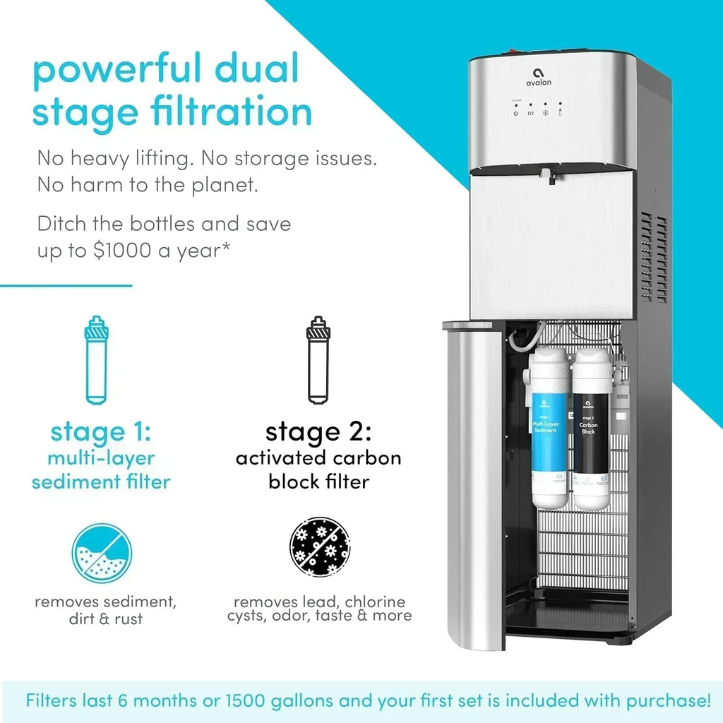 Avalon Bottom Loading Water Cooler Water Dispenser with BioGuard 3 Temperature Settings