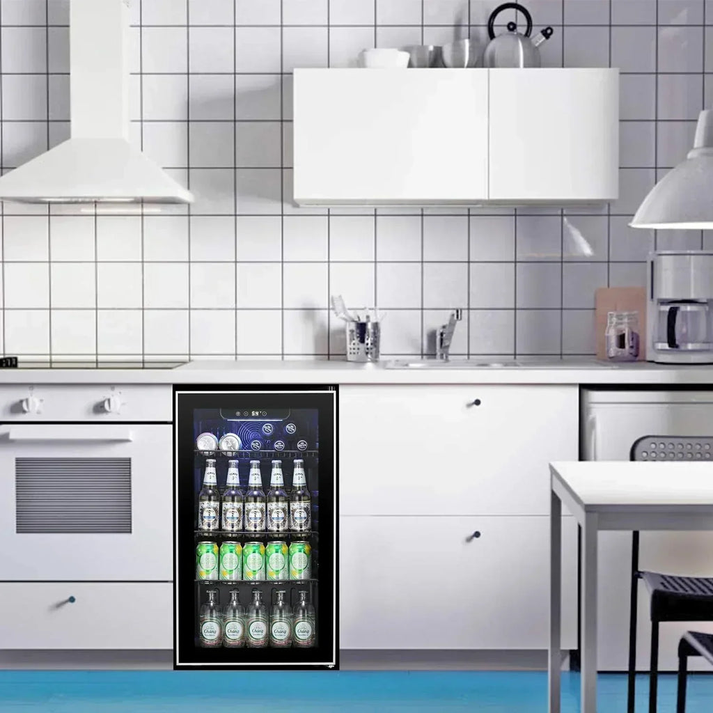 Antarctic Star Beverage Refrigerator Cooler 68 Can Mini Fridge with Glass Door for Beer Drinks Wine