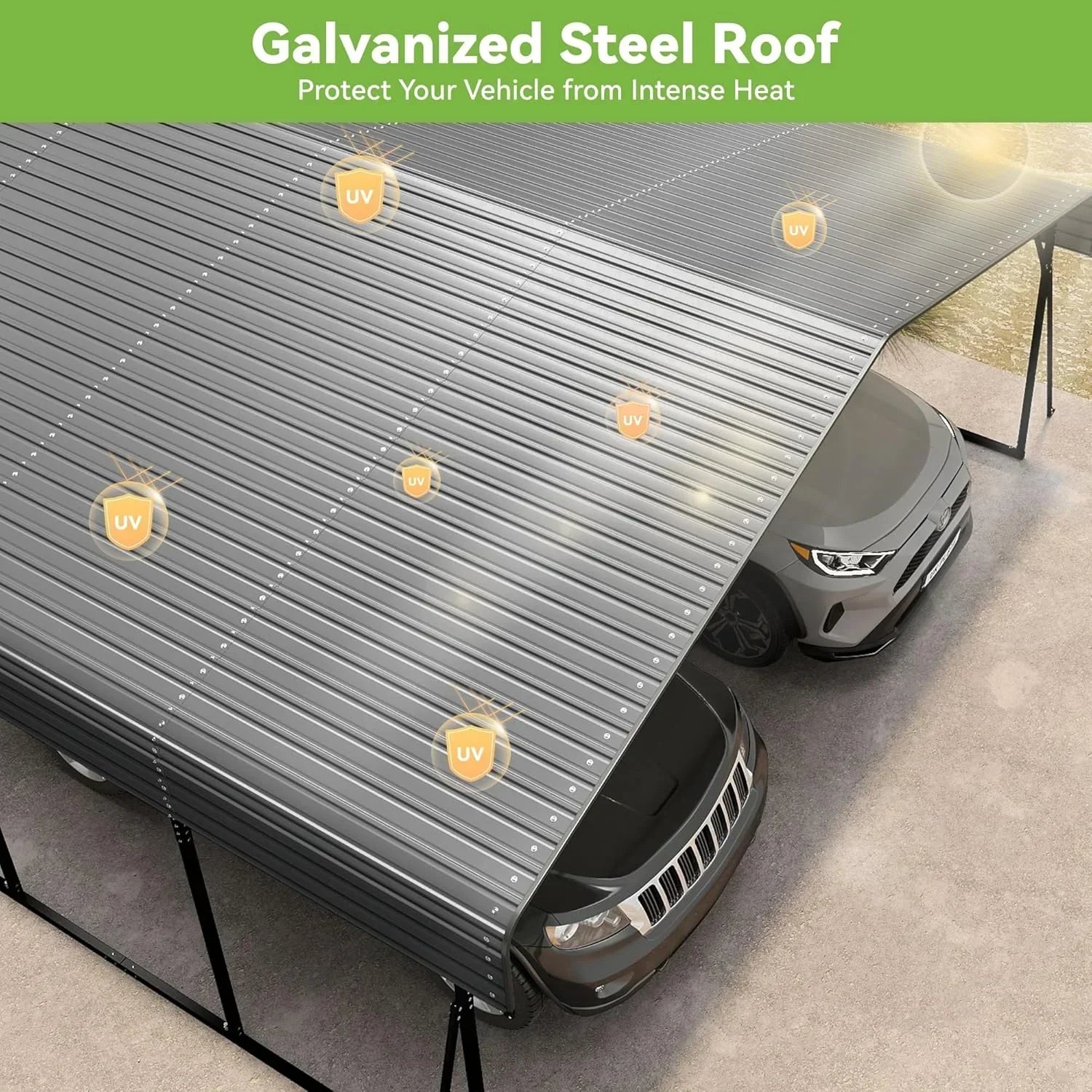 10'x15' Heavy Duty Metal Carport Outdoor Garage Car Shelter Shade with Heavier Frame