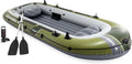 INTEX Seahawk Inflatable Boat Series: Includes Boat Oars and High-Output Pump - Fishing Rod Holders