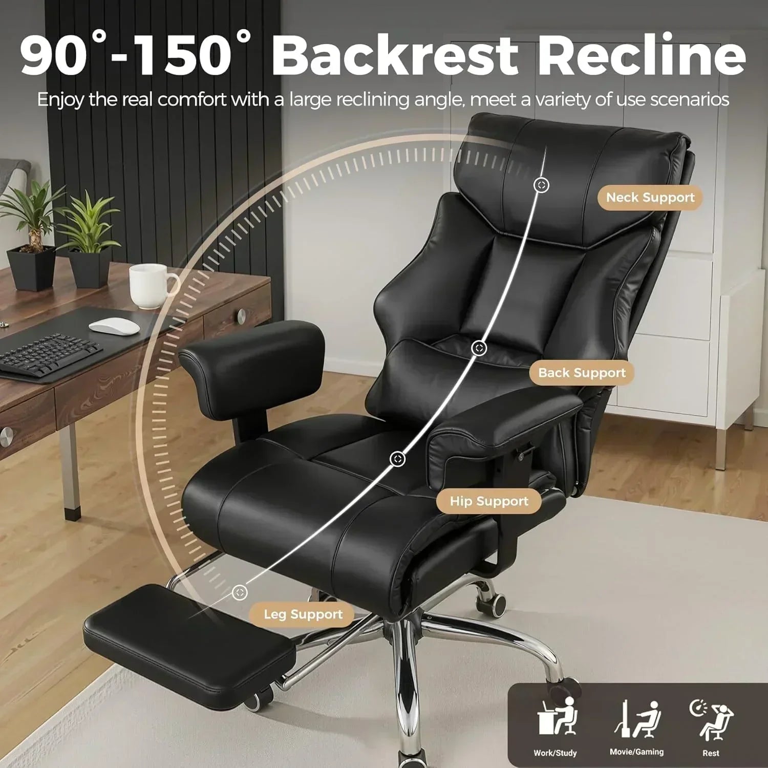 Large Tall Gaming Chair 400 lb Heavy Duty Office Chair