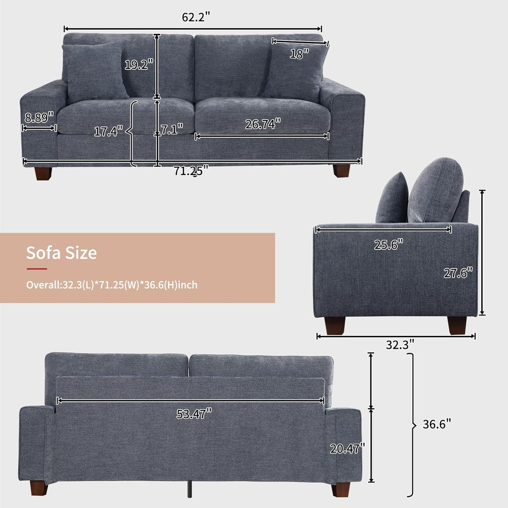 DOPEDIO living room double sofa chenille lounge chair removable solid wood frame