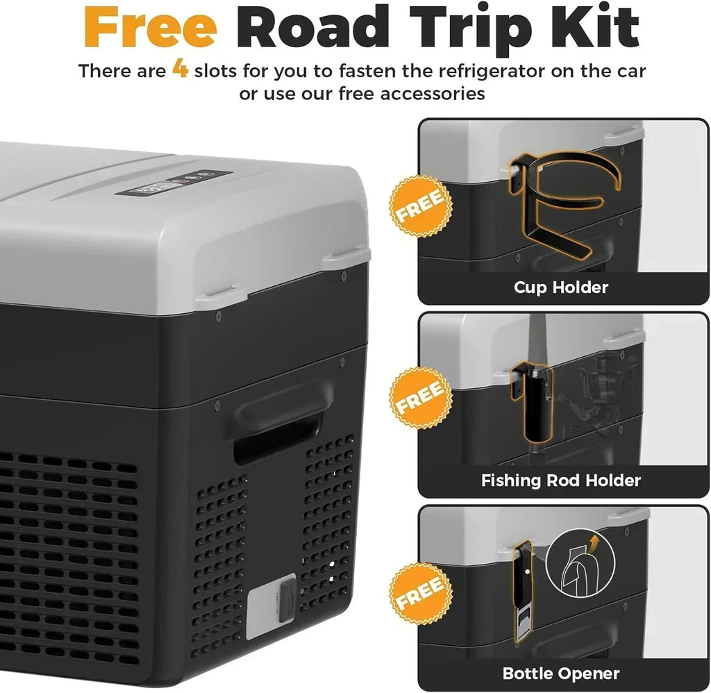 12V Refrigerator 21 Quart Portable Freezer 50 Hours Keep Cool Electric Cooler Car Refrigerator