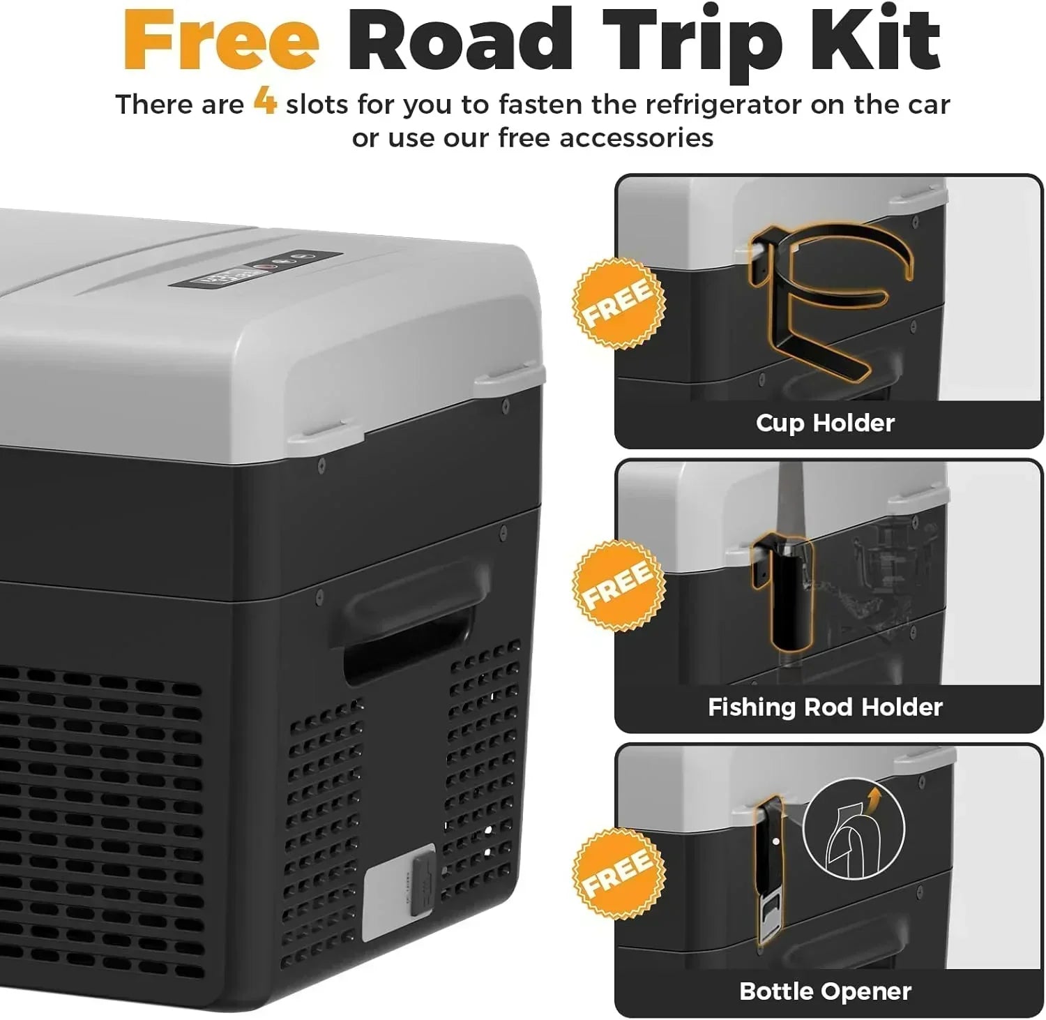 12V Refrigerator 21 Quart Portable Freezer 50 Hours Keep Cool Electric Cooler Car Refrigerator