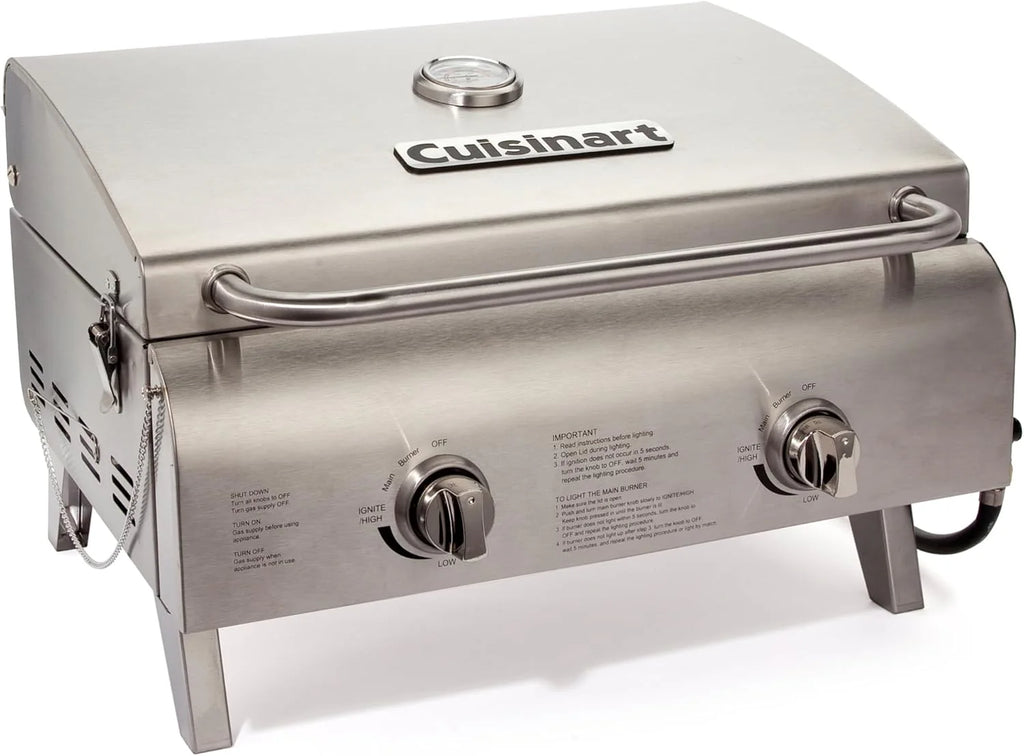 Cuisinart Chef Style Tabletop Portable Propane Grill 2 Burner Outdoor Gas Grill