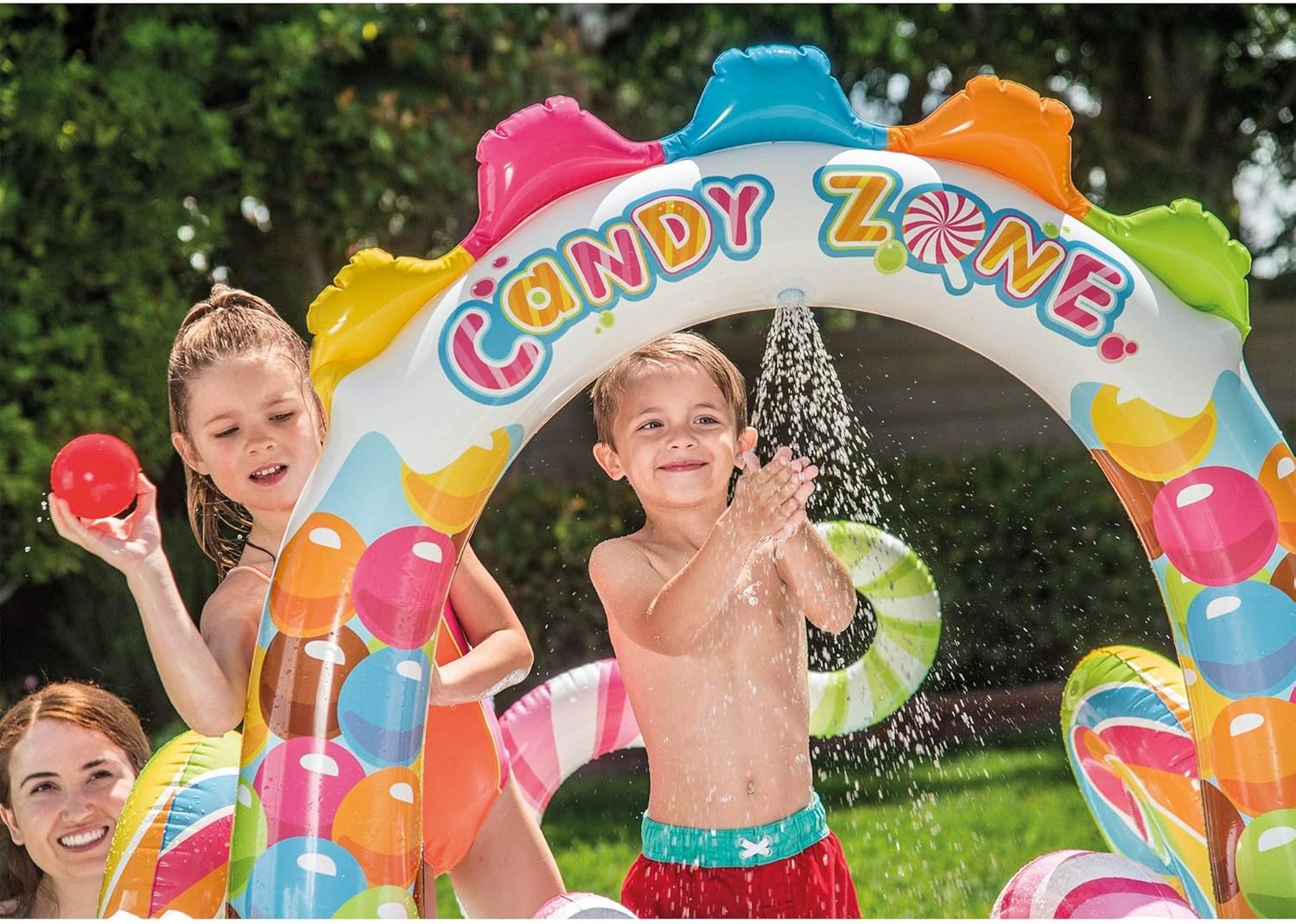 Intex 96 x 78 x 28 Inflatable Jungle Adventure Play Center Spray Kiddie Pool Water Slide