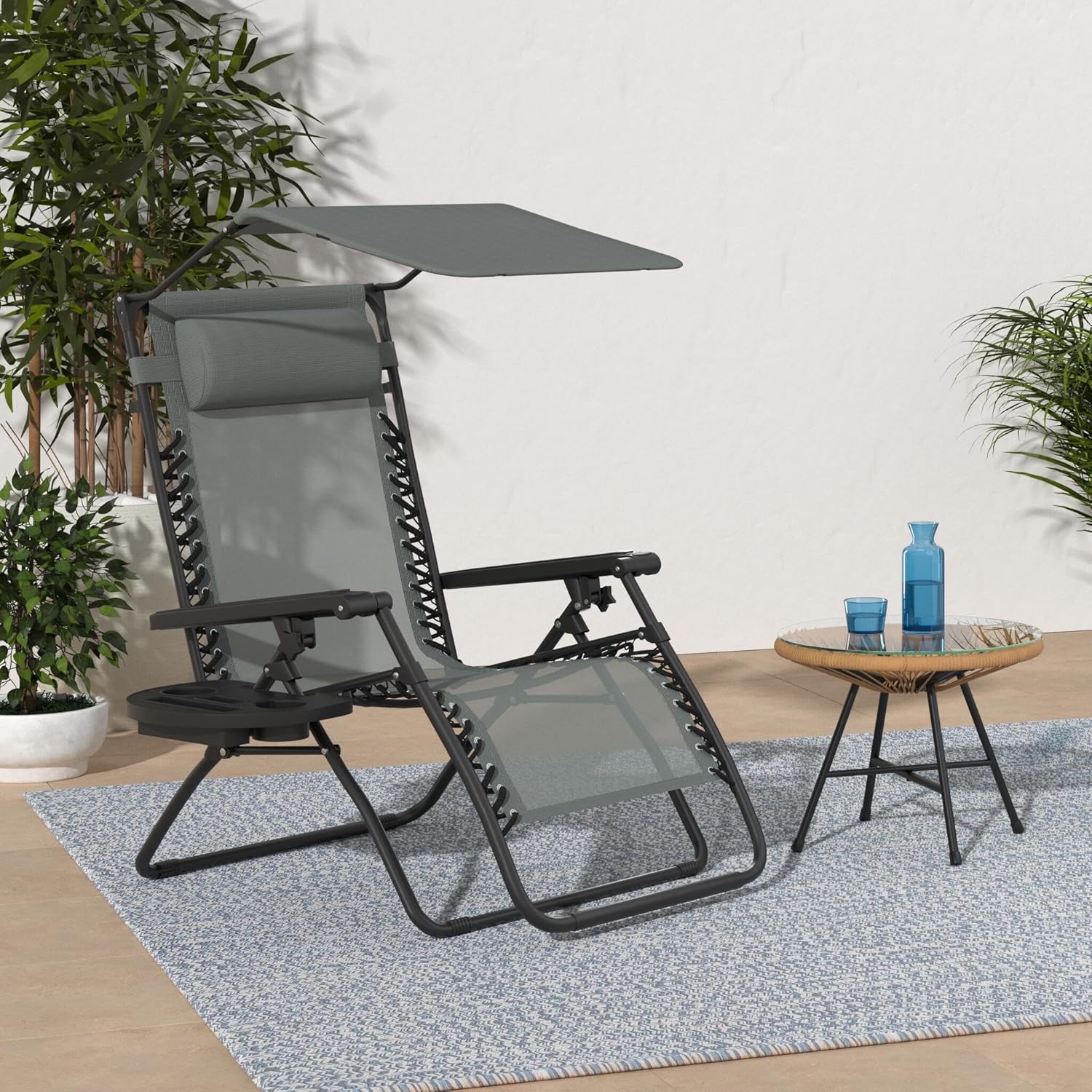 Best Choice Products Folding Zero Gravity Recliner Patio Lounge Chair Adjustable Canopy Shade