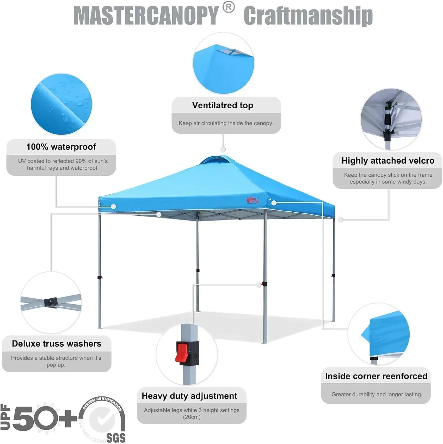 Durable Pop-up Canopy Tent with Roller Bag (10x10 Black)