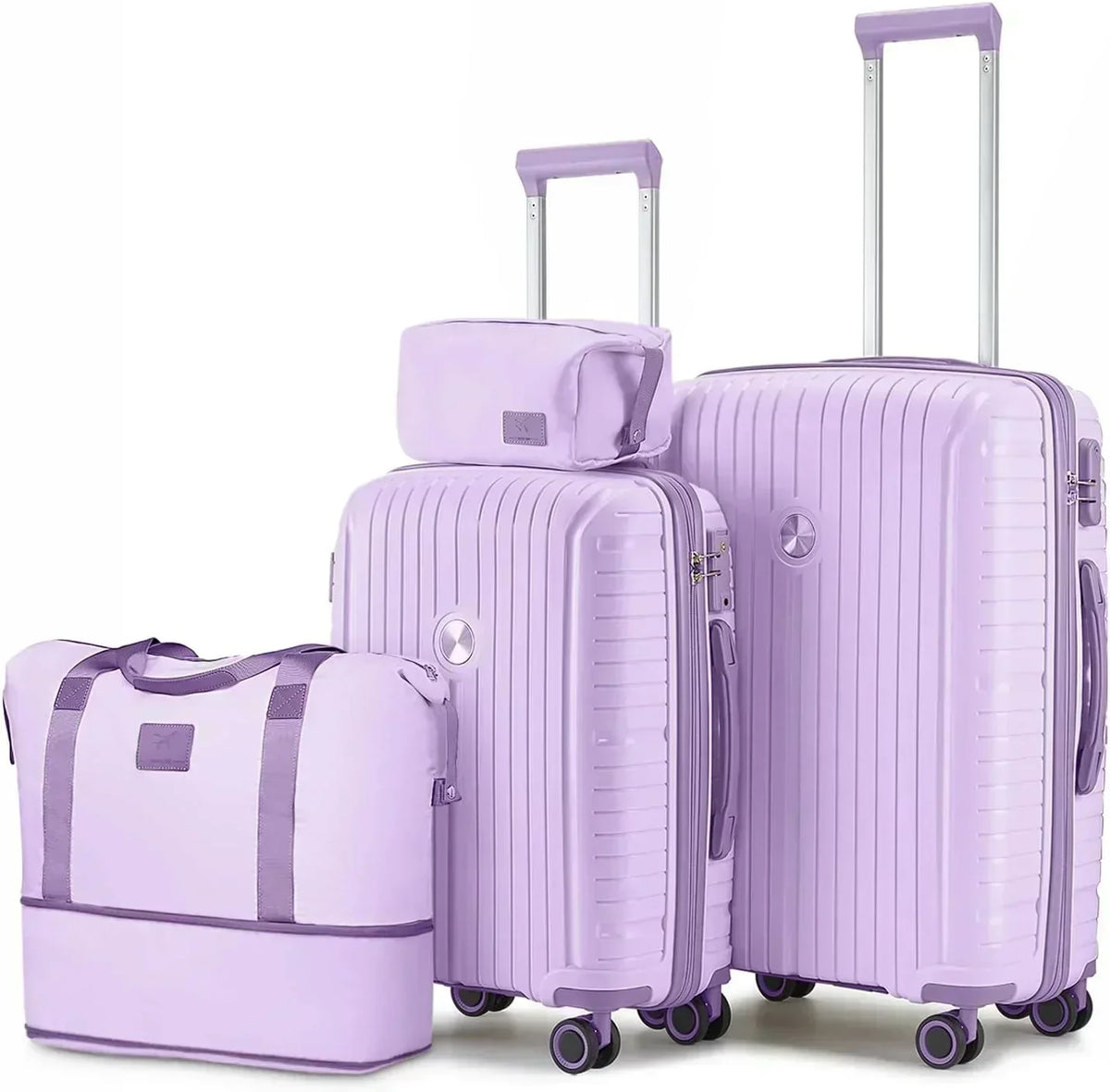 5-piece PP hardshell lightweight travel carry-on luggage set with dual spinner wheels