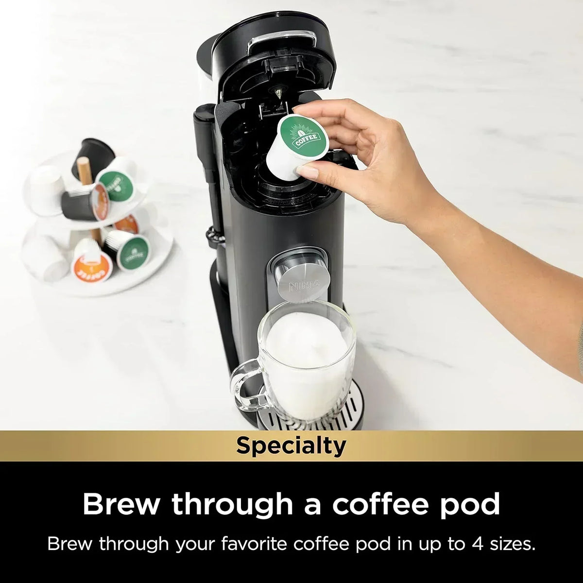 Ninja Single Serve Coffee Maker 56 oz Reservoir Stone