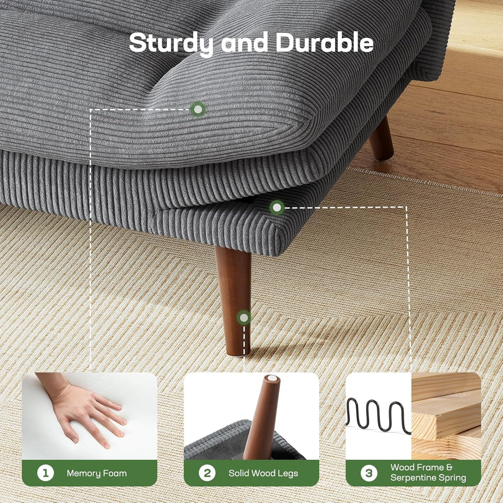 Futon Sofa Bed Futon Sofa Adjustable Back Armrests Converts to Small Sleeper Sofa Bed