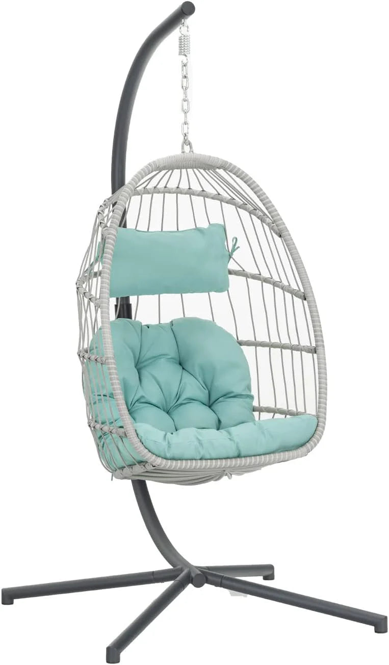 Yechen Indoor Outdoor Egg Hanging Chair Patio Wicker Swing Egg Chair Indoor Swinging Chair