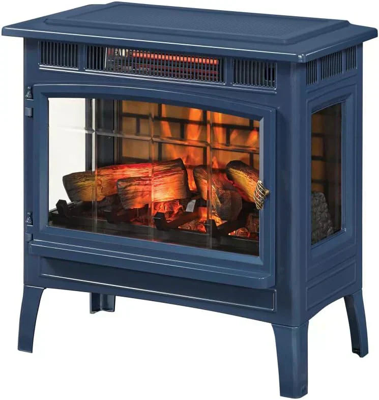 Freestanding Electric Fireplace Stove Heater with 3D Flame Effect for 1000 Sq. Ft