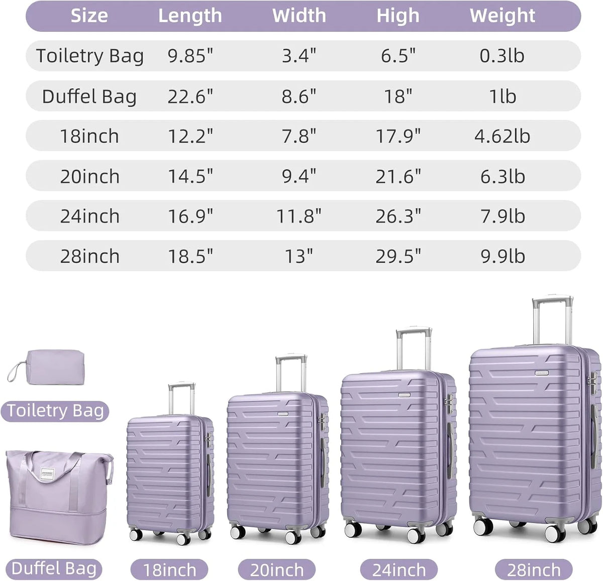 Luggage 6-piece hardshell expandable suitcase lightweight travel carry-on luggage set