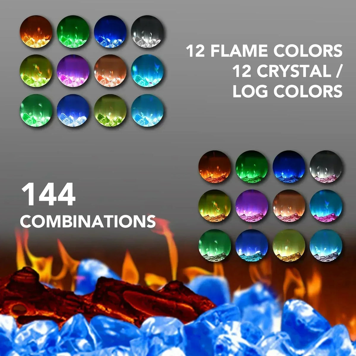 EUHOMY 50 Inch Electric Fireplace Wall Recessed Adjustable Flame Color Fireplace Heater