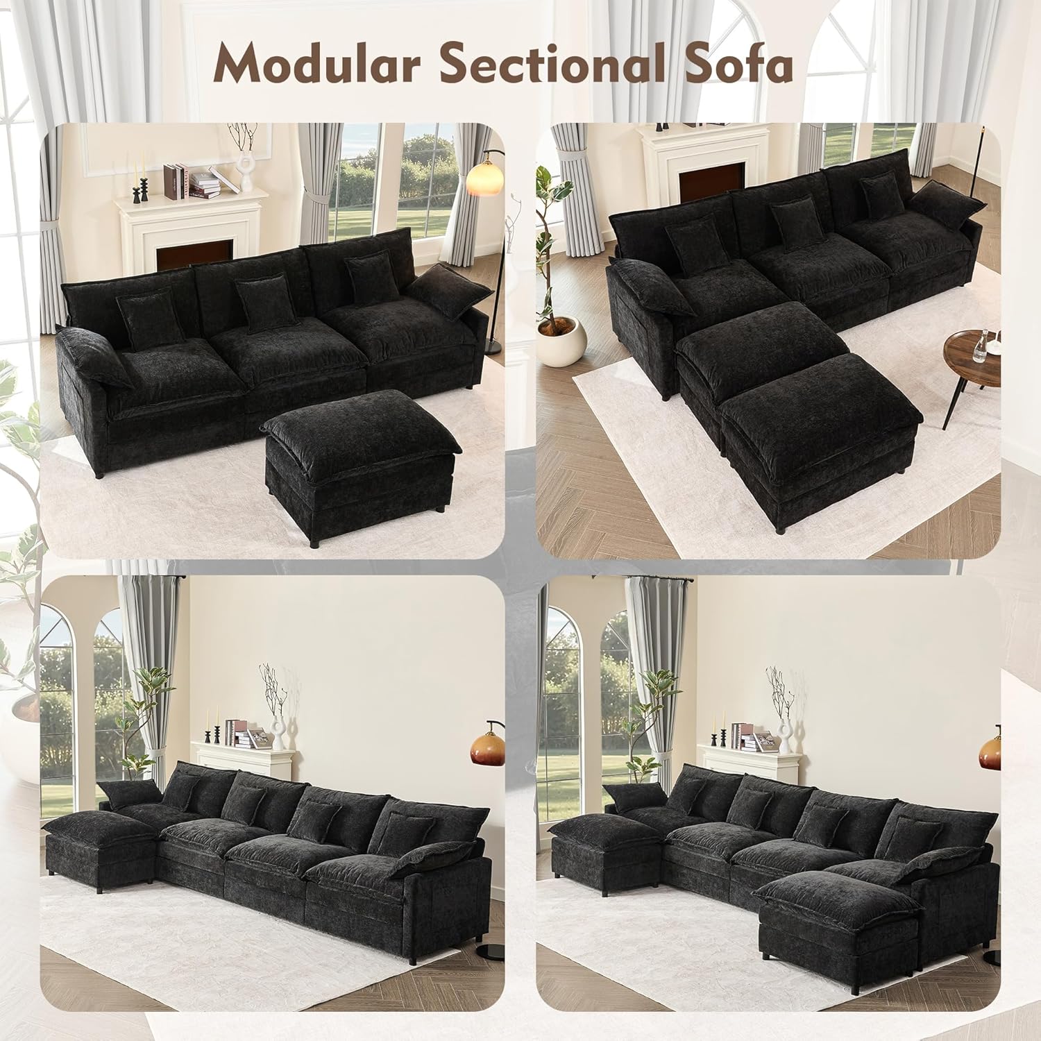 108 Inch U Shape Sofa Sectional Sofa Comfortable Cloud Sofa Living Room Deep Seat Sofa