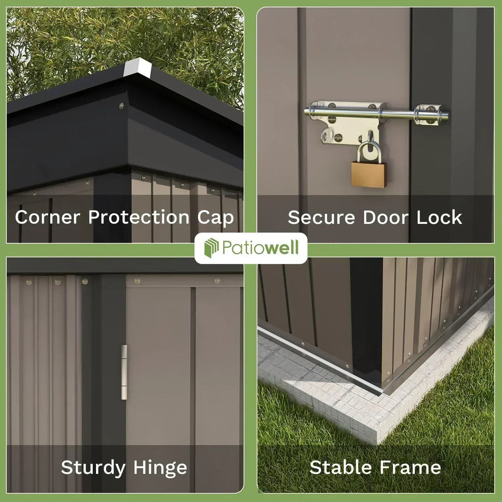 Patiowell 5x3 FT Outdoor Storage Shed Tool Shed with Sloping Roof and Lockable Door Metal Shed