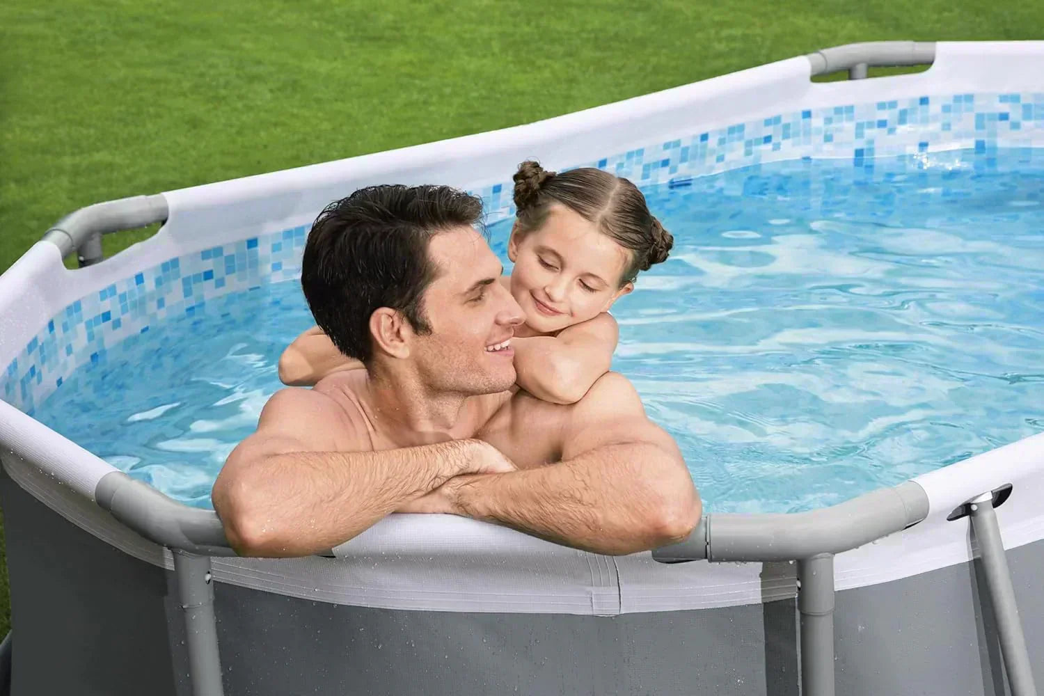 Power Steel 14' x 8'2 x 39.5 Oval Above Ground Pool Set Includes 530gal Filter Pump Ladder