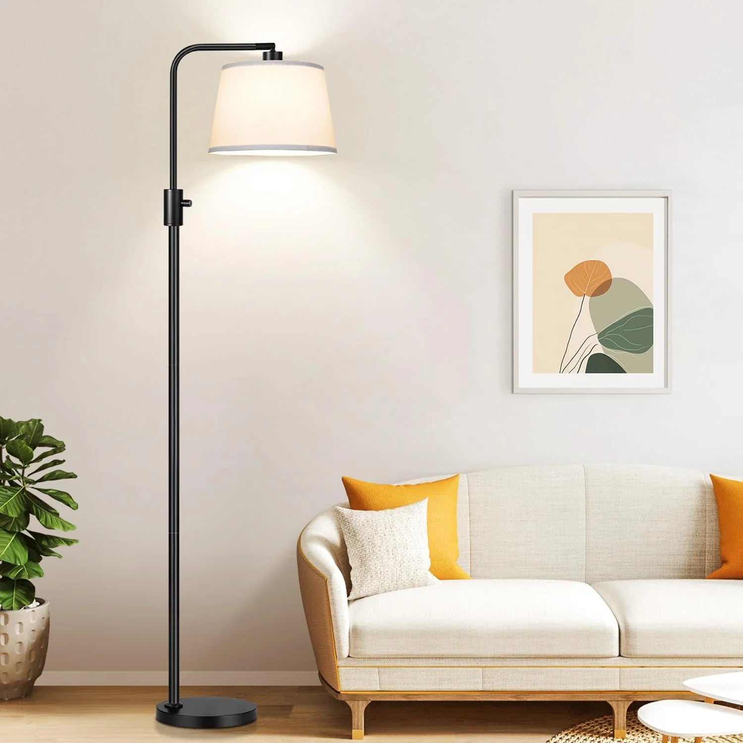Dimmable LED Floor Lamp with Adjustable Head and Edison Style Bulb