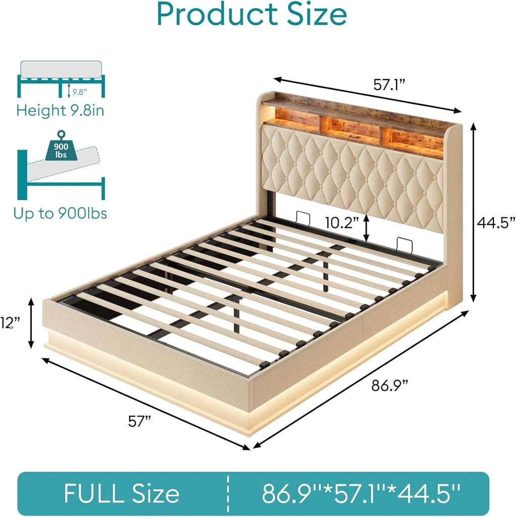 Queen Bed Frame Storage Lift Up Queen Size Bed Frame Headboard Upholstered Platform Bed