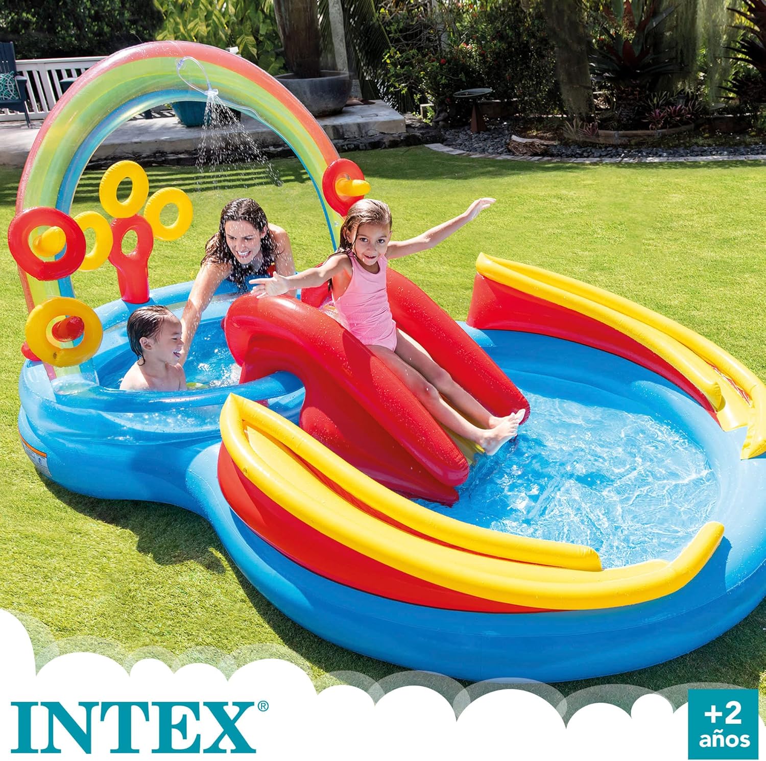 Intex 96 x 78 x 28 Inflatable Jungle Adventure Play Center Spray Kiddie Pool Water Slide