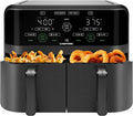 Chefman 6-Quart Dual Basket Air Fryer - Digital Touchscreen, Smart Sync Finish, High-Frying, Auto-Off, 2 Independent 3-Quart Nonstick Pans, Dishwasher-Safe Baskets