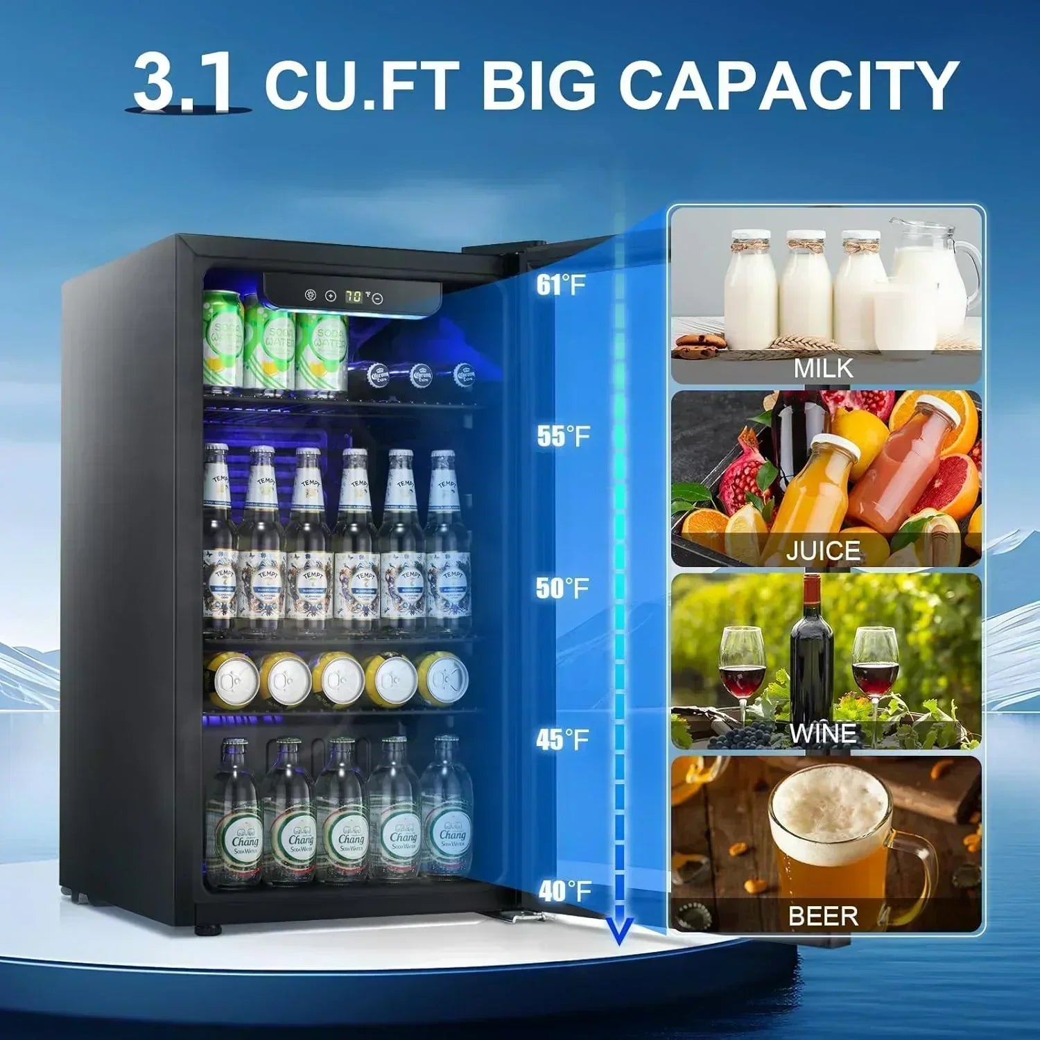 Antarctic Star Beverage Refrigerator Cooler 68 Can Mini Fridge with Glass Door for Beer Drinks Wine