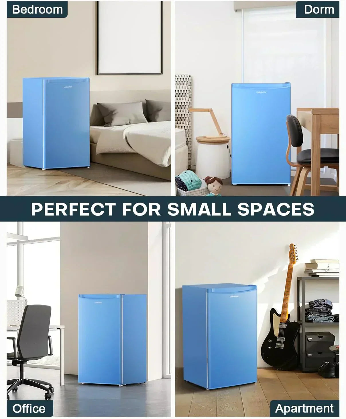 Upstreman 3.2 Cu.Ft Mini Fridge Freezer Single Door Fridge Dorm Fridge Adjustable Thermostat