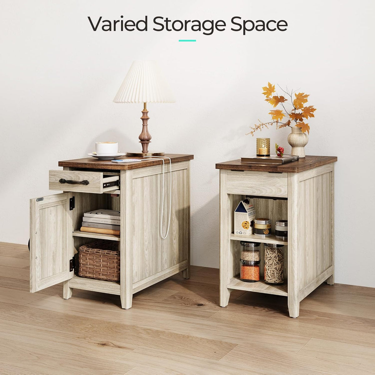 Farmhouse End Table Narrow Side Table Small Nightstand