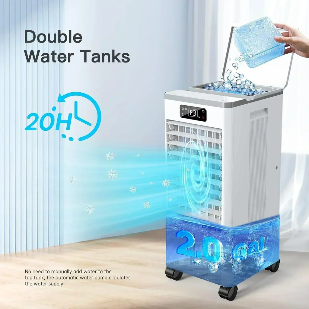 Windowless Portable Air Conditioners Evaporative Air Cooler 3 Modes & 3 Speeds 12H Timer