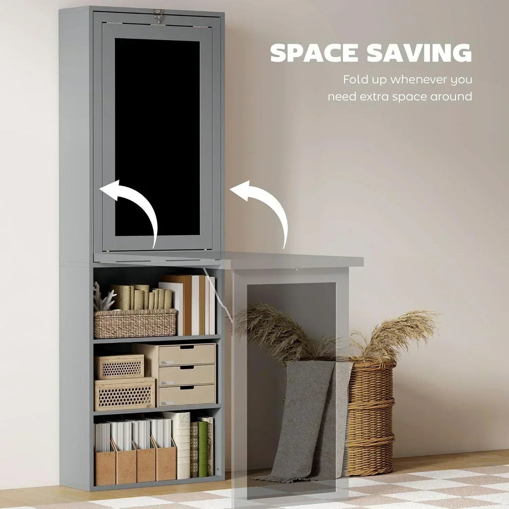 Folding convertible writing desk wall mounted desk cabinet multifunctional home workstation