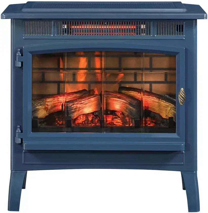 Freestanding Electric Fireplace Stove Heater with 3D Flame Effect for 1000 Sq. Ft