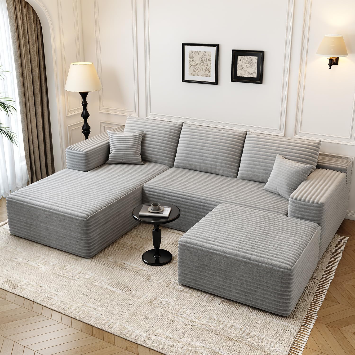 107.5 Cloud Modular Sectional Sofa Couch with L-Shape Chaise,Modern Minimalist Upholstered Couches