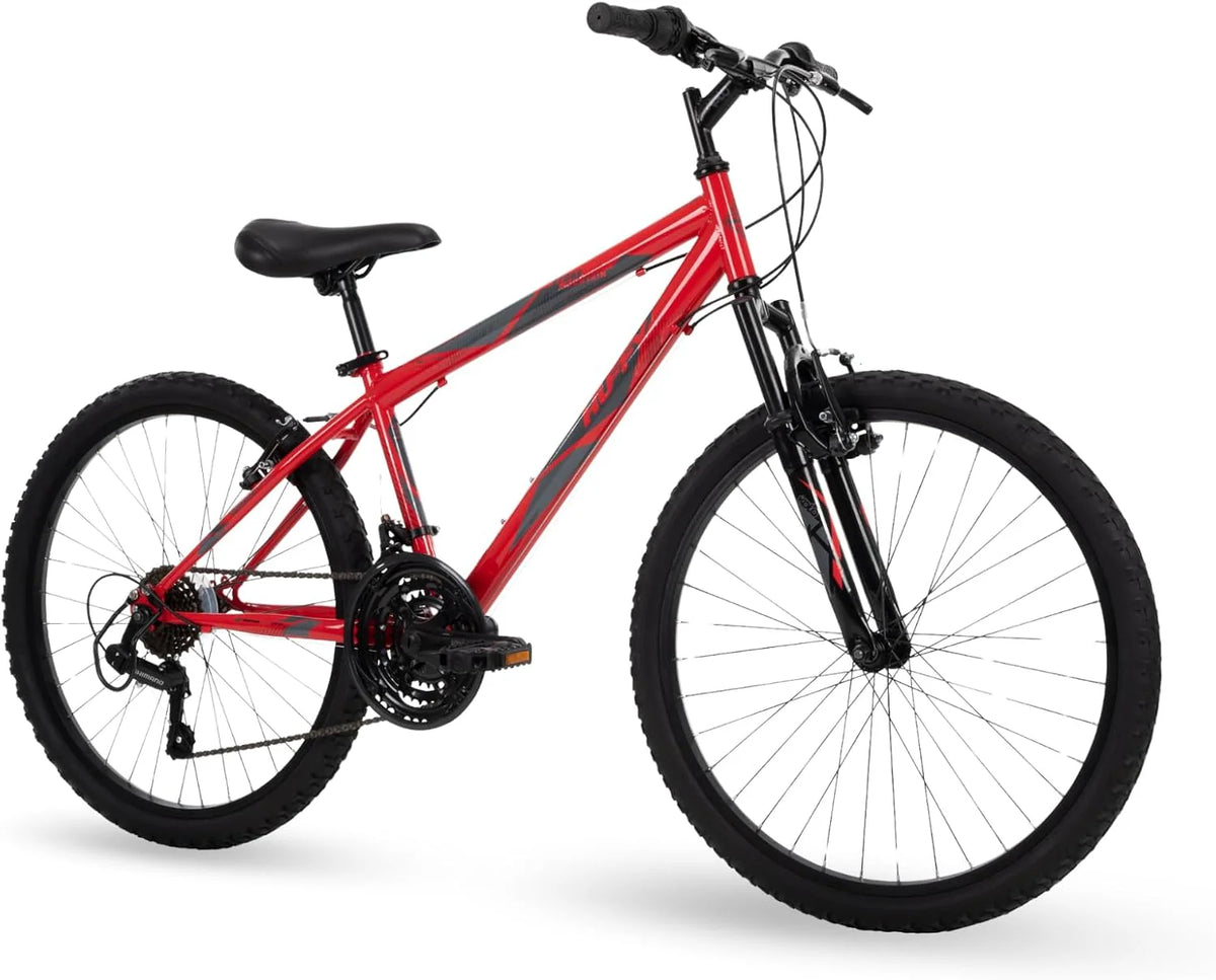 Huffy Stone Mountain Hardtail Mountain Bike for Boys/Girls/Men/Women, 20/24/26 Sizes, 6 or 21 Speed Shimano Twist Shifting, Front or Dual Suspension, Comfort Saddle, Sleek Colors