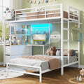 DICTAC Bunk Bed with L-Shaped Desk 5 Storage Drawers and 2 Shelves Metal Twin XL