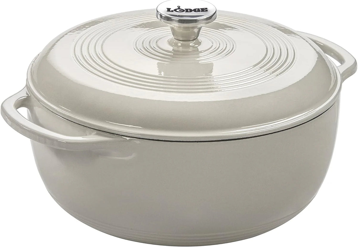 Lodge Essential Enamel Cast Iron Dutch Oven - Perfect for Bread Baking, Braising, Marinating & Slow Cooking - Features Moisture-Sealing Lid & Dual Handles - Kitchen Essentials - 6 Quarts - Caribbean Blue