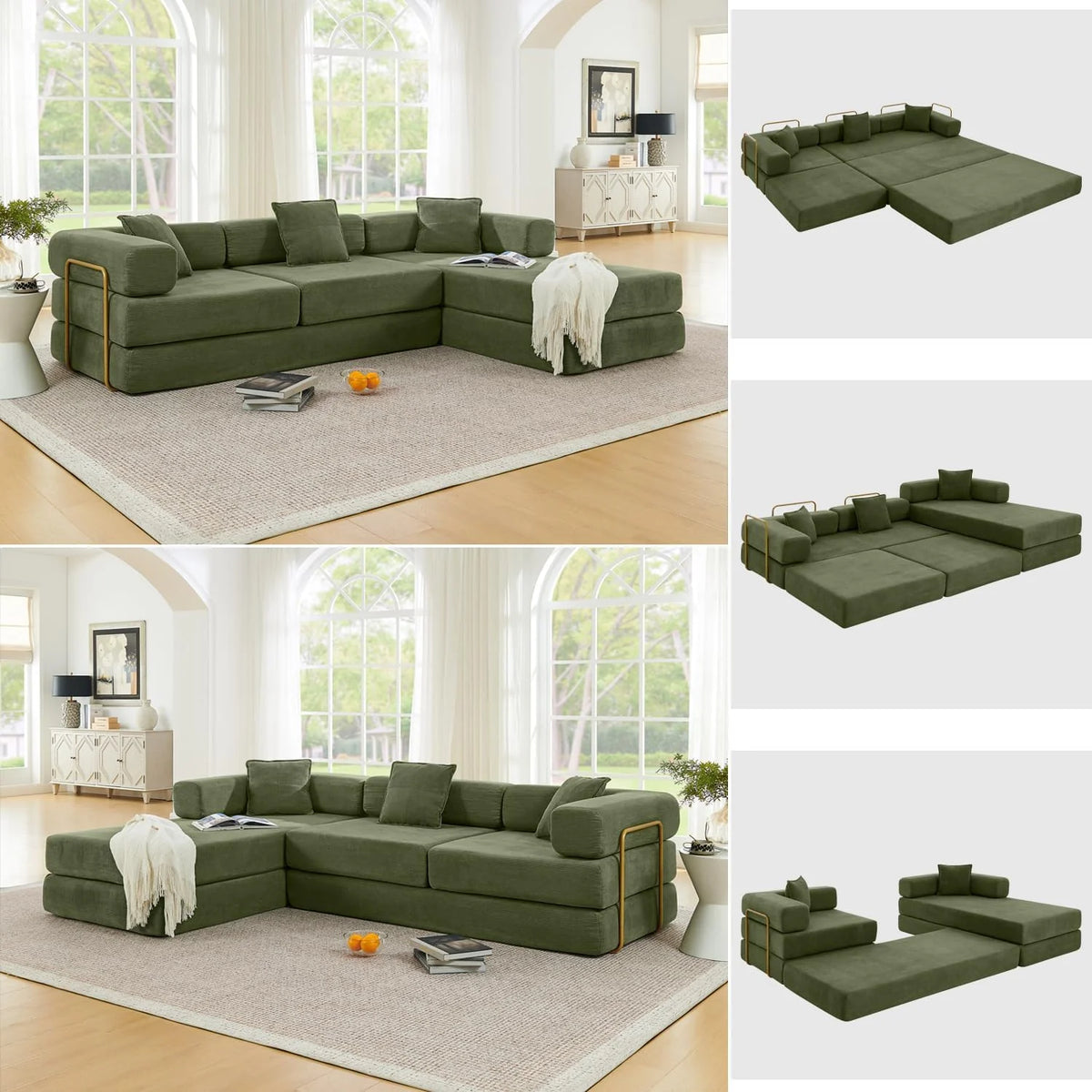 HANXIN 78 Inch Convertible Sleeper Sofa Bed, Folding Floor Mattress Couch