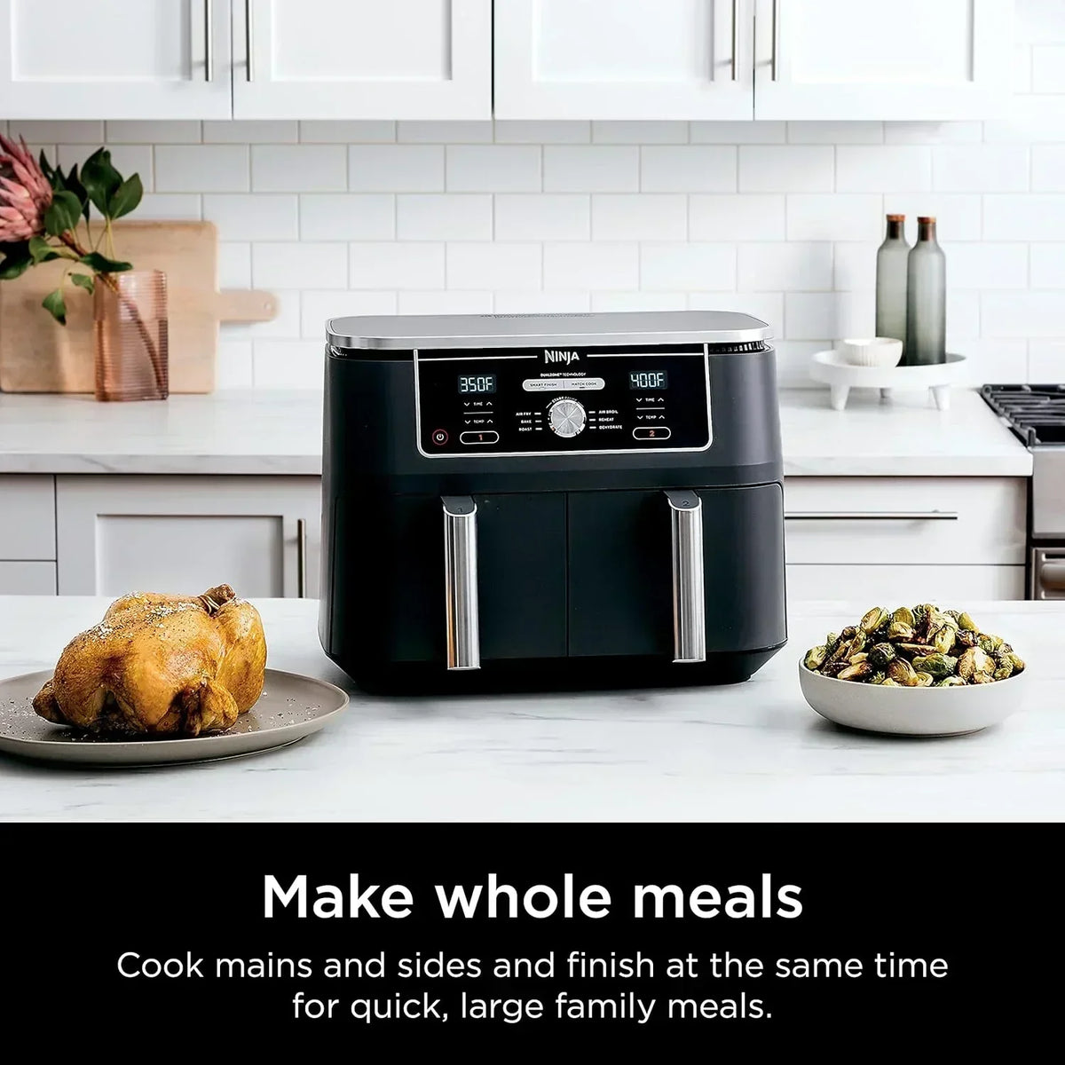 Ninja Foodi 6-in-1 FlexBasket Air Fryer with 7 QT MegaZone Basket Divider for Large Proteins