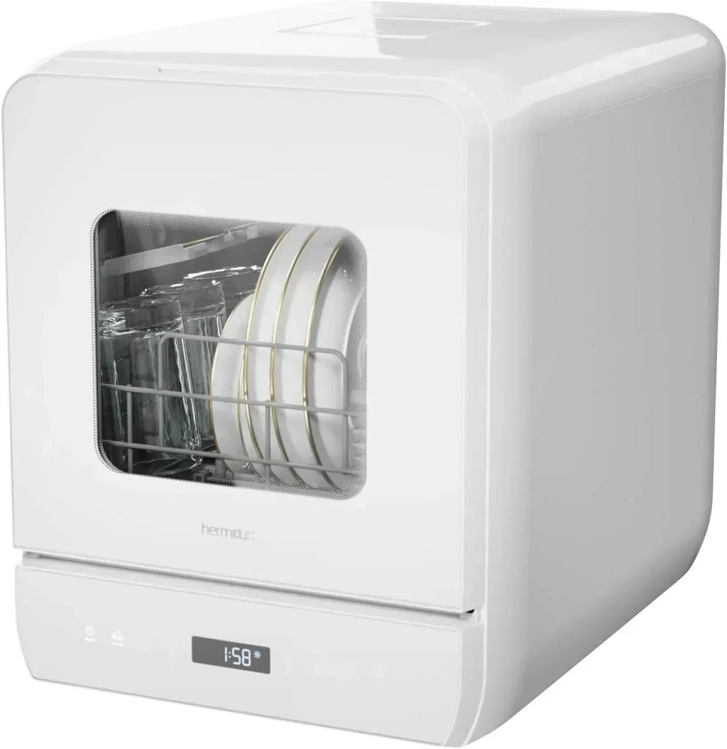 Hermitlux tabletop dishwasher 7 wash programs portable mini dishwasher
