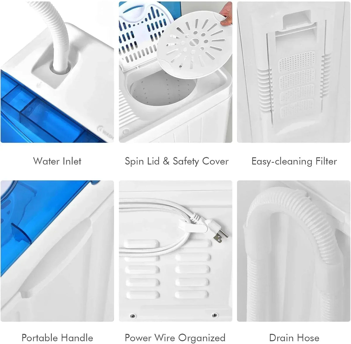 COSTWAY Double Tub 26 lb Capacity Laundry 18 lb 8 lb Spin Combo Drain Pump Washing Machine
